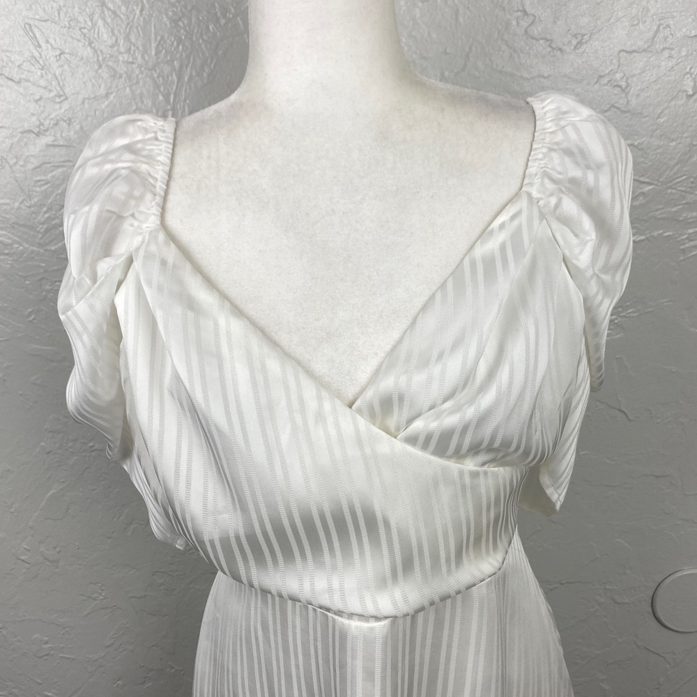 Lulus Dance After Dark White Satin Striped
Skater mini Dress Large - Picture 3 of 10